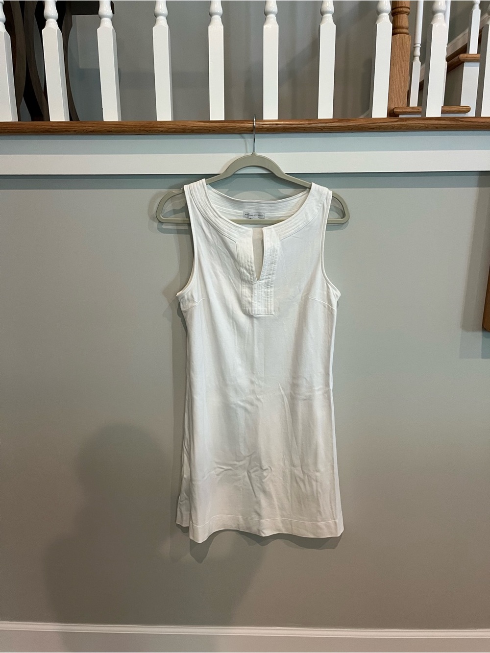 New York & Company White Quilted Collarless Dress